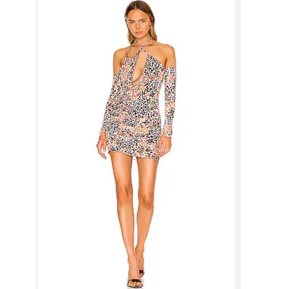 Revolve H:ours Riven Mini Dress Orange Black Leopard S Wild Animal